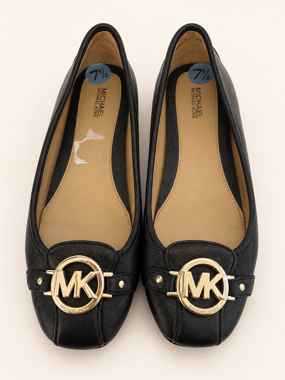 Michael Kors Black Leather MK Logo Ballet Flats 7.5